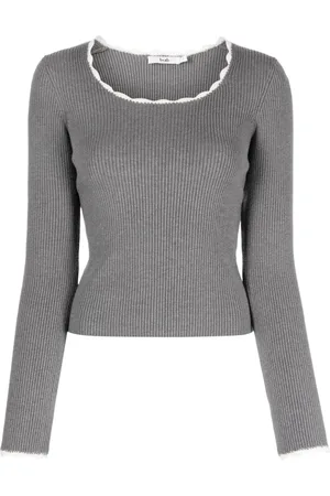 B+AB Scallop-collar ribbed jumper