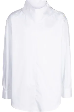 SYSTEM Oversized-pointed collar cotton shirt