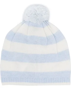 PATACHOU Pompom striped knitted beanie
