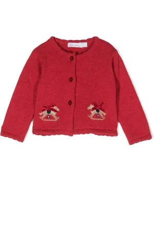 PATACHOU Bow-detail intarsia-knit cardigan