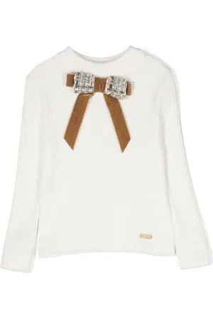 PATACHOU Bow-detail ribbed-knit sweatshirt