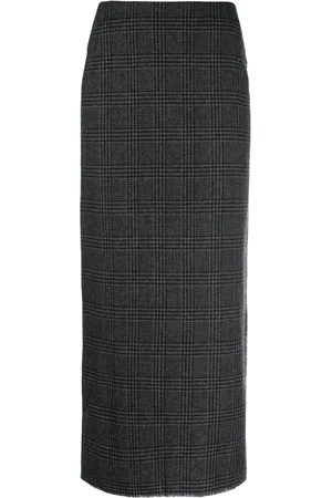 YOHJI YAMAMOTO Check-pattern wool blend pencil skirt
