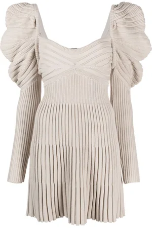 Cult Gaia Mutton-sleeve ribbed minidress