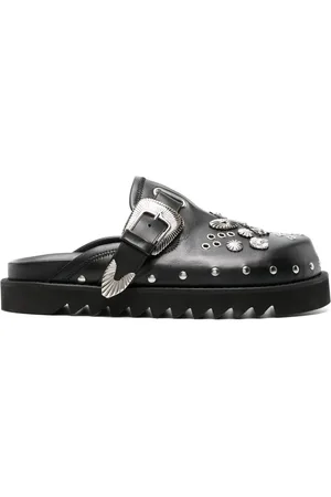 TOGA PULLA Eyelet-detailing leather slides