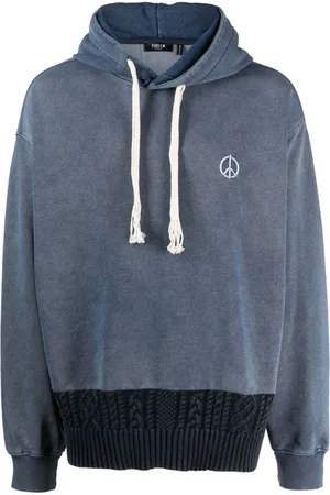 FIVE CM Peace-embroidered panelled hoodie