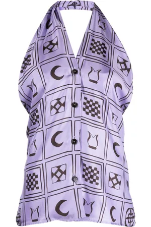 Nanushka Elima Totem-print halterneck top