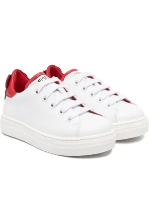 Moschino Teddy-patch contrast-trim leather sneakers