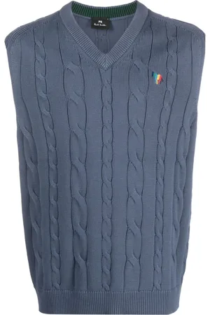 Paul Smith Logo-embroidered cable-knit vest