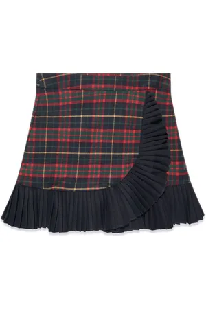 PATACHOU Tartan-pattern ruffled skirt