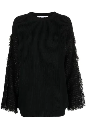Msgm Frayed-detaling ribbed-knit jumper