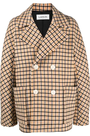Lanvin Check-pattern virgin-wool peacoat