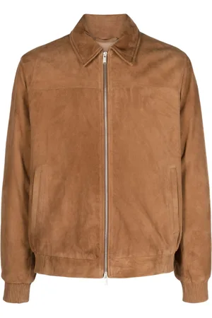 LARDINI Zip-up suede bomber jacket