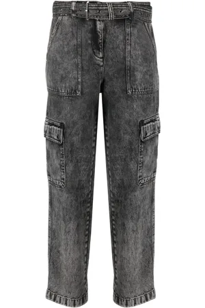 Michael Kors Belted washed straight-leg jeans