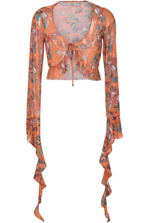 AMIR SLAMA Graphic-print mesh blouse
