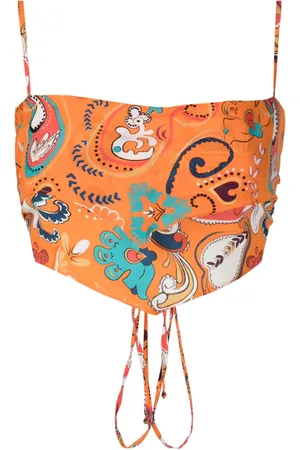 AMIR SLAMA Graphic-print silk crop top