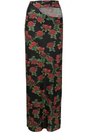 AMIR SLAMA Cut-out floral-pattern maxi skirt