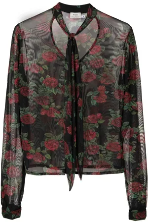 AMIR SLAMA Sheer-finish floral-pattern blouse