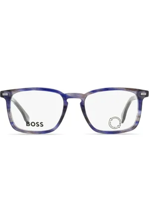 HUGO BOSS Marbled rectangle-frame glasses