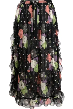 Etro Floral-print ruffled midi skirt