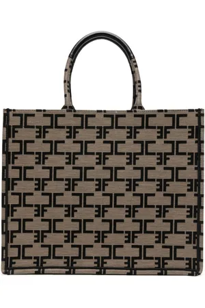 Elisabetta Franchi Large monogram-jacquard tote bag