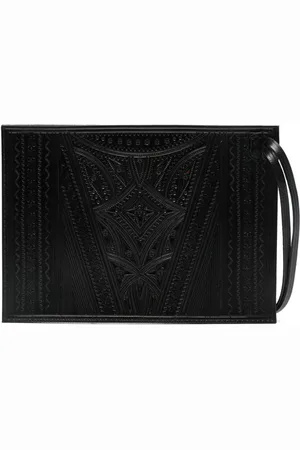RIER Debossed-finish leather messenger bag