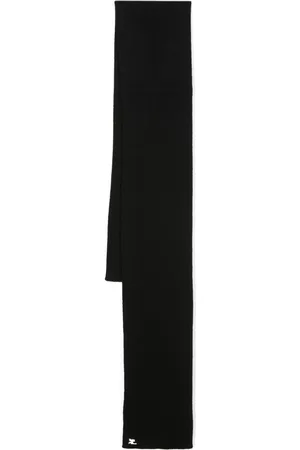 Courrèges Logo-patch ribbed-knit scarf