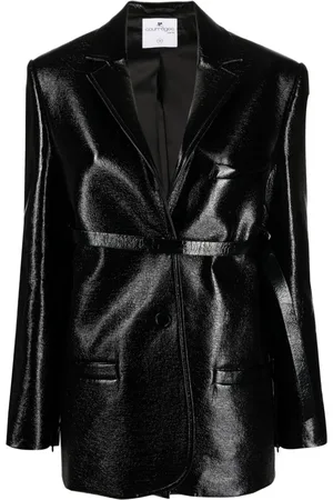 Courrèges Strap-detail patent-finish jacket
