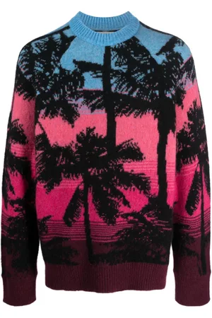 LANEUS Pattern intarsia-knit ombré jumper