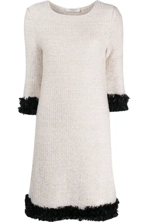 CHARLOTT Contrasting-trim bouclé flared dress