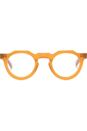 LESCA Round-frame matte-finish glasses