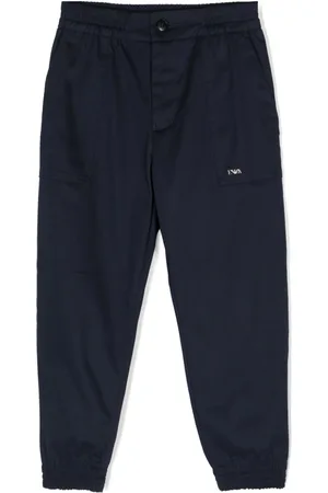 Emporio Armani Logo-plaque stretch-cotton tapered trousers
