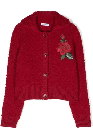 Dolce & Gabbana Rose-embroidered spread-collar cardigan