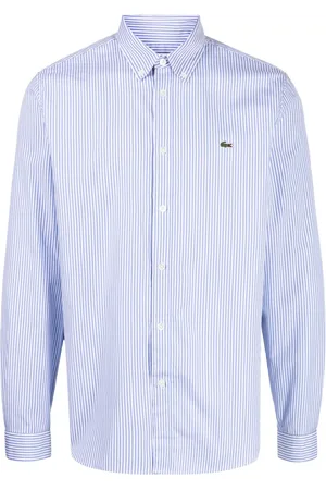 Lacoste Logo-patch striped cotton shirt