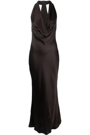 Norma Kamali Halterneck draped satin gown
