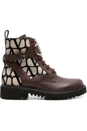 VALENTINO GARAVANI Toile Iconograph combat boots