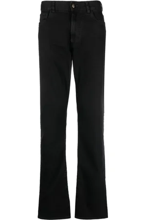CANALI Logo-patch slim-fit trousers