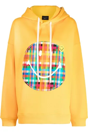 JOSHUA SANDERS Plaid Smiley-appliqué jersey hoodie