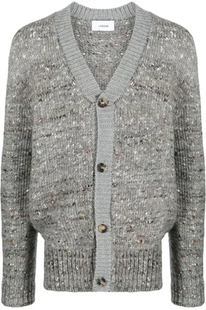 LARDINI Mélange ribbed-trim cardigan