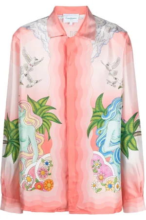 Casablanca Paix Et Amour Tennis Club-print silk shirt