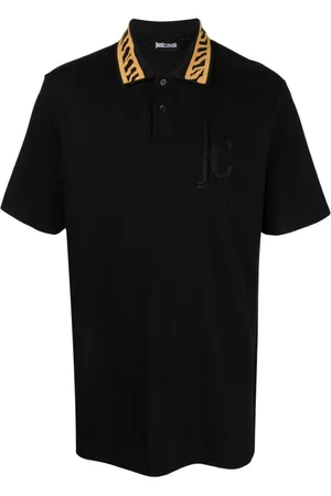Roberto Cavalli Chenille logo-patch cotton polo shirt