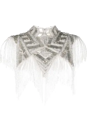 Atu Body Couture Bead-embellished fringed cape top