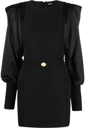 Roberto Cavalli Draped-sleeve belted minidress