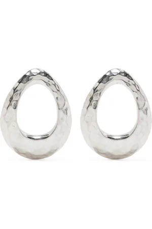 Dower and Hall Hammered-finish oval earrings