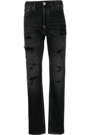 Evisu Mid-rise distressed jeans