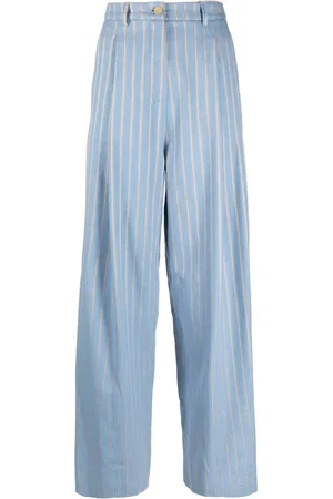 ALYSI Striped wide-leg wool-blend trousers