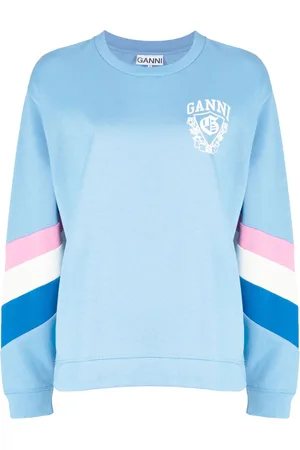 Ganni Logo-print stripe-detailing sweatshirt