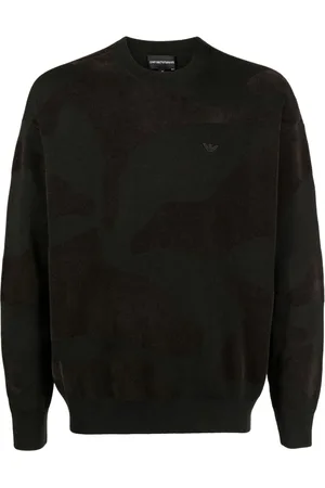 Emporio Armani Logo-embroidered camouflage-pattern jumper