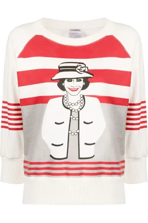 CHANEL 1990s Mademoiselle-motif cotton-blend jumper