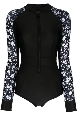 Duskii Floral-print zip-up swimsuit