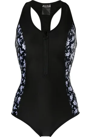 Duskii Floral-print zip-up swimsuit